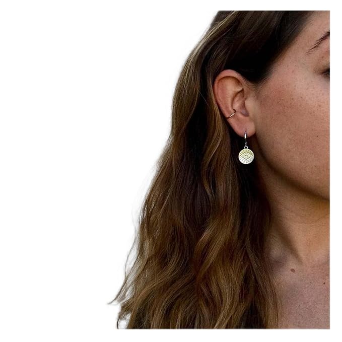 Evil Eye Coin Earrings Silver Disc Drop Earrings Evil Eye Hoop Earrings Vintage Lucky Charm Earrings Jewelry for Women and Girls