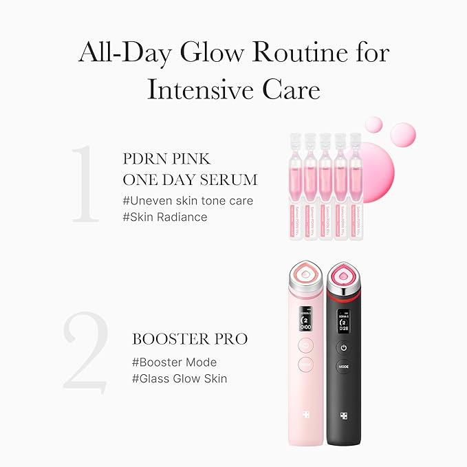 medicube Glass Glow Advanced Hydration & Plump Duo: Mini Booster Pro Pink and Salmon DNA PDRN Pink One Day Serum