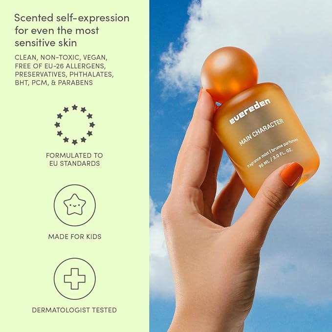 Evereden Fragrance Hair and Body Mist - Main Character: Clean and Vegan Collectible Hair and Body Spray for Teen Girls - Amplify Your Self Expression with Iconic Scents in Aesthetic Bottles