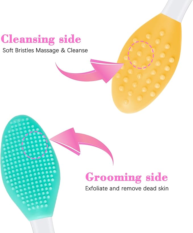10PCS Cleansing Facial Silicone Brush Double Side Lip Exfoliating Pore Scrub Brush for Face Nose Clean Blackhead Removal Brushes Facial Brushes for Cleaning and Exfoliating