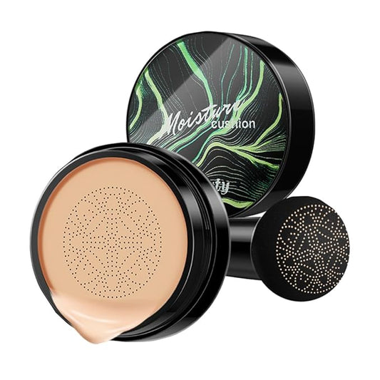 Mushroom Head Air Cushion CC Cream Foundation, Moisturizing Concealer BB Cream Nude Long Lasting Matte CC Cream Makeup Liquid Foundation (2pcs Brunet Brown)