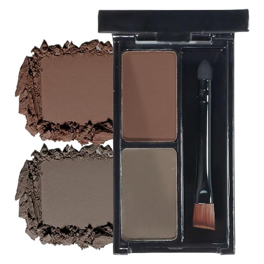 Brow Powder Kit – Long-Lasting Dark Gray Brown Color Brow Filler for Full, Defined Natural Brows, Contour Palette with Double-Ended Brush, sombra para cejas-4#