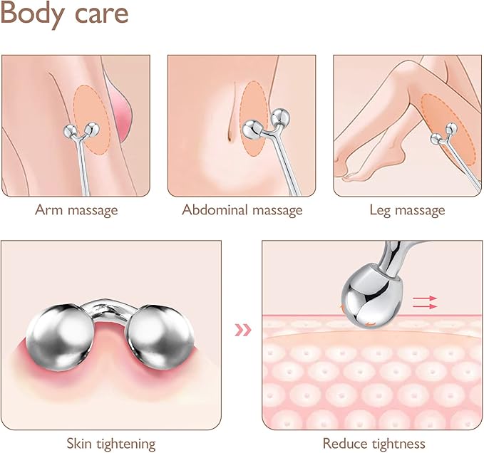 Tekson Faical Roller Massager, 3D Metal Face Massage Tool for Reduce Puffiness, Remove Eye Wrinkles, Face Lift, Increase Firmness, Anti-Aging, Skin Tightening (Zinc Alloy)