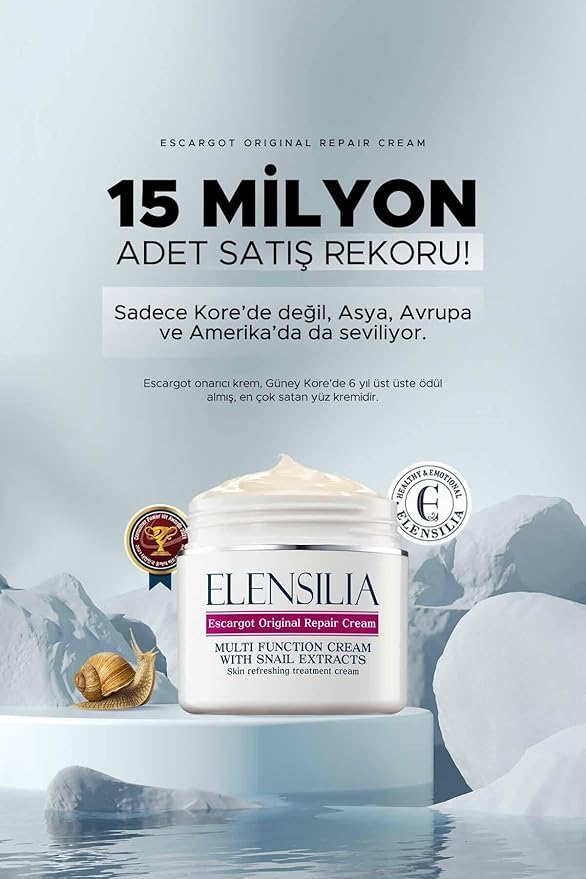 Elensilia Original Escargot Facial Repair Cream 1.76 oz - 80% French Mucin for Moisturizing - Bouncy Gel Texture - Long-Lasting Hydration, Wrinkle and Blemish care - Korean Skincare
