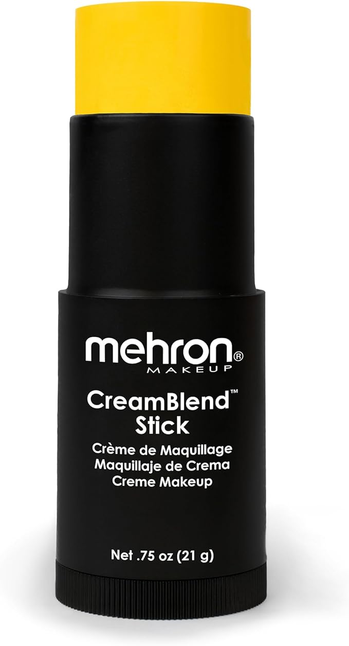 Mehron Makeup CreamBlend Stick | Face Paint, Body Paint, & Foundation Cream Makeup | Perfect for Halloween .75 oz (Yellow)