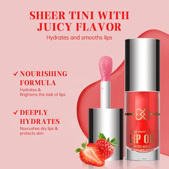 Nourishing Lip Oil, Deep Moisturizing Lip Balm Liquid, Non-Sticky High Shine Lip Gloss, Hydrating Lip Tint for Soft, Smooth, Healthy-Looking Lips, Lightweight Glossy Lip Care for Daily Use-5#