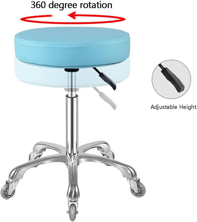Rolling Stool with Wheels Heavy Duty Hydraulic for Shop Guitar Lab Tattoo Workbench Medical,Adjustable Swivel Stool Chair (Cyan)
