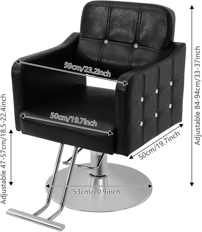 Barber Chair Hair Salon Chair for Hair Stylist 360° Swivel Hydraulic Hair Chair with Black Leather Heavy-Duty Salon Chairs for Barbershop,Home,Spa Max Load 440 Lbs