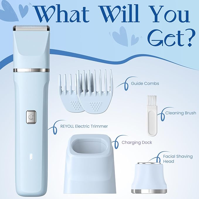 Electric Shaver for Women - Body Hair Trimmer Shaver for Women's Grooming, Wet & Dry Use Groomer, Dusk Razor for Women, Ladies Electric Razors for Legs, Female Trimmer for Private Area, Blue