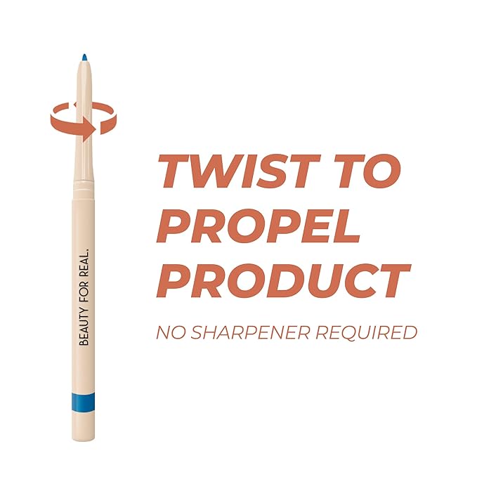 Beauty For Real I-Line 24-7 Eyeliner, Peacock - Rich, Brilliant Blue - Long-Wearing, Waterproof Gel Formula - Safe for Sensitive Eyes & Contact Lens Wearers - 0.01 oz