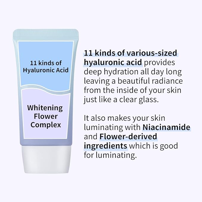 numbuzin No.1 Pure Glass Clean Tone Up | Hyaluronic Acid, Glossy Finish, Tinted, Light Beige Color | 1.69 fl oz