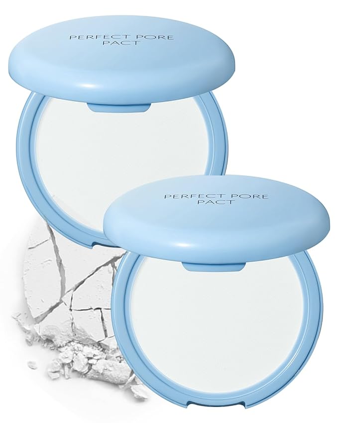 THESAEM Saemmul Perfect Pore Pact - Sebum Control Makeup Pressed Powder Pact, Pore Minimization, Plant-Based Setting Finishing Powder to Absorb Sweat and Prevent Clumps, with Mirror & Puff 12g, 2 Pack