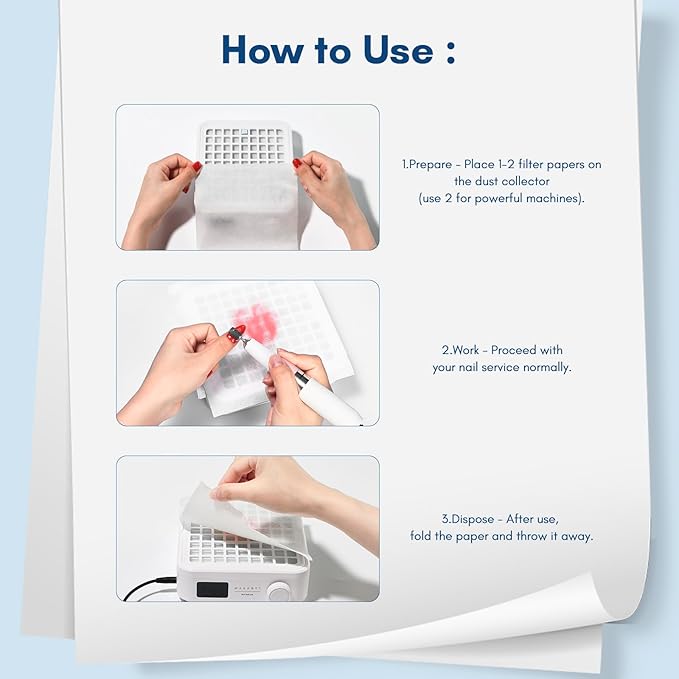 Makartt Nail Dust Collector Filter Paper – 100 Sheets Disposable Nail Dust Filters for Nail Dust Collector Machines, Nail Vacuum Dust Collector Nail Salon Supplies & Accessories White