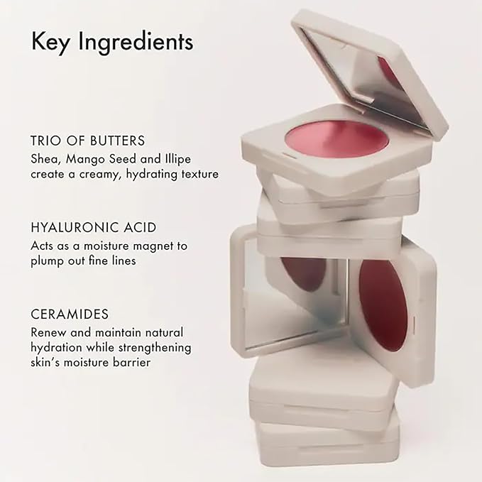 Summer Fridays Blush Butter Balm - Skincare-Infused Hydrating Cream Blush with Hyaluronic Acid, Ceramides, & Shea Butter for a Dewy Flush of Color - Cheek and Lip Tint - Soft Strawberry (0.14 Oz)