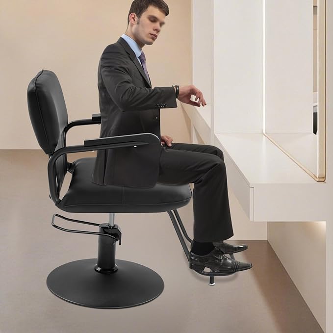 Barber Salon Chair for Hair Stylist,Hair Chair for Barbershop Home Height Adjustable & 360° Swivel Styling Salon Chairs Spa Beauty Salon Equipment, 550Lbs Capacity (Black)