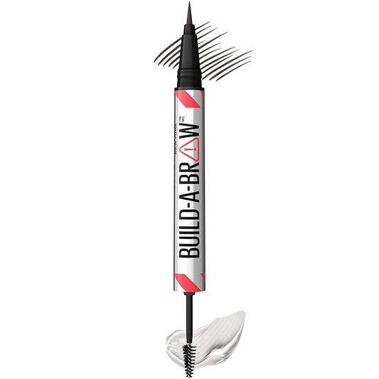 Maybelline Build-A-Brow 2-in-1 Brow Pen and Sealing Eyebrow Gel, Eyebrow Makeup for Real-Looking, Fuller Brows, Black Brown, 1 Count