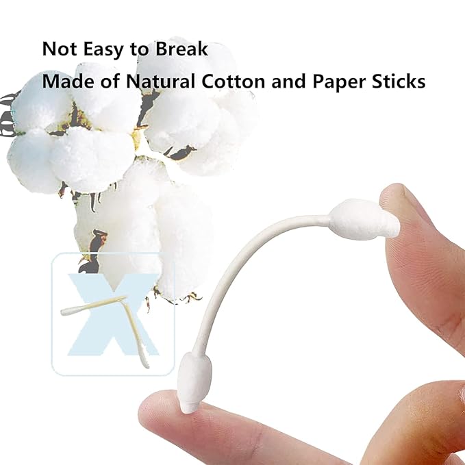 2 Packs Safety Cotton Swabs with Large Tip, Baby Cotton Buds 216pcs