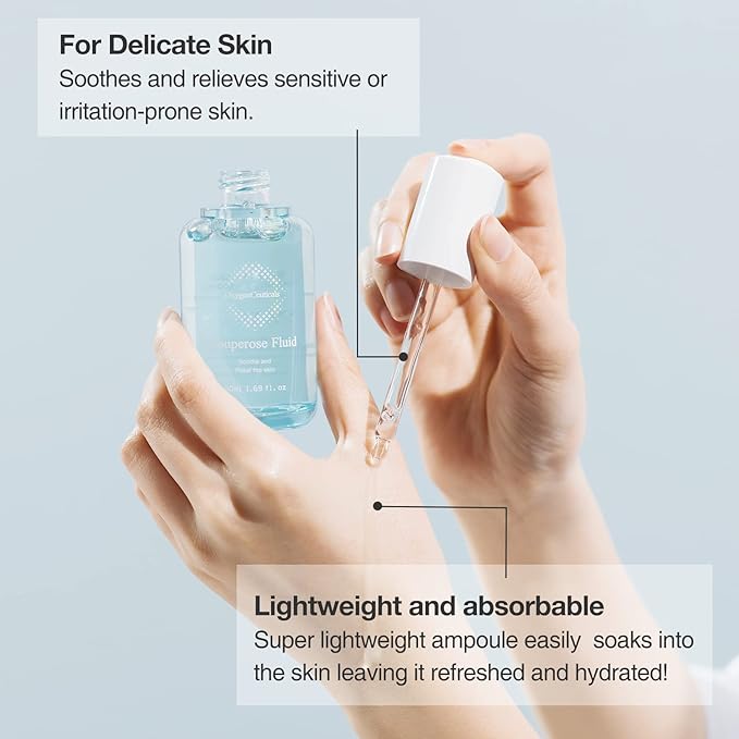 OxygenCeuticals Couperose Fluid – Soothing & Calming Ampoule for Sensitive, Redness-Prone & Troubled Skin, With Hydrolyzed Collagen, Hyaluronic Acid, Aloe Vera & Rose Water. 1.69 fl.oz (50ml)