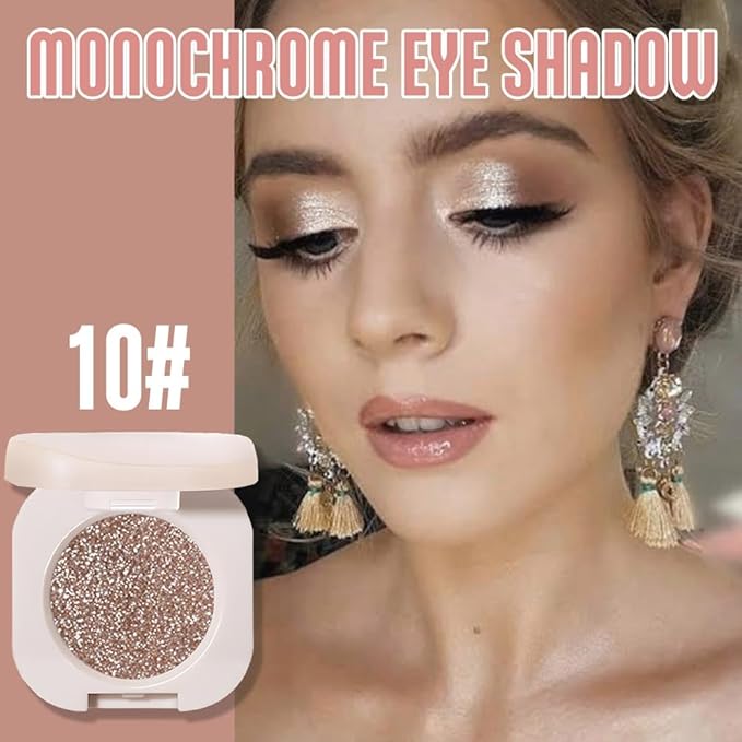 2Pcs Glitter Shimmer Sparkle Eyeshadow Palette Makeup For Older Women, Light Brown & Silver Glitter Shimmer Metallic Holographic Multichrome Cream Iridescent Single Monochrome Eye Shadow Makeup
