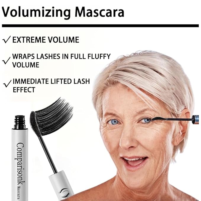 Tubing Mascara for Older Women 60 Plus - Mascara Volume and Length for Sensitive Eyes Waterproof, Sweatproof, 24 Hours Long-Lasting Makeup, No Caking & Smudging, Hypoallergenic (Black)