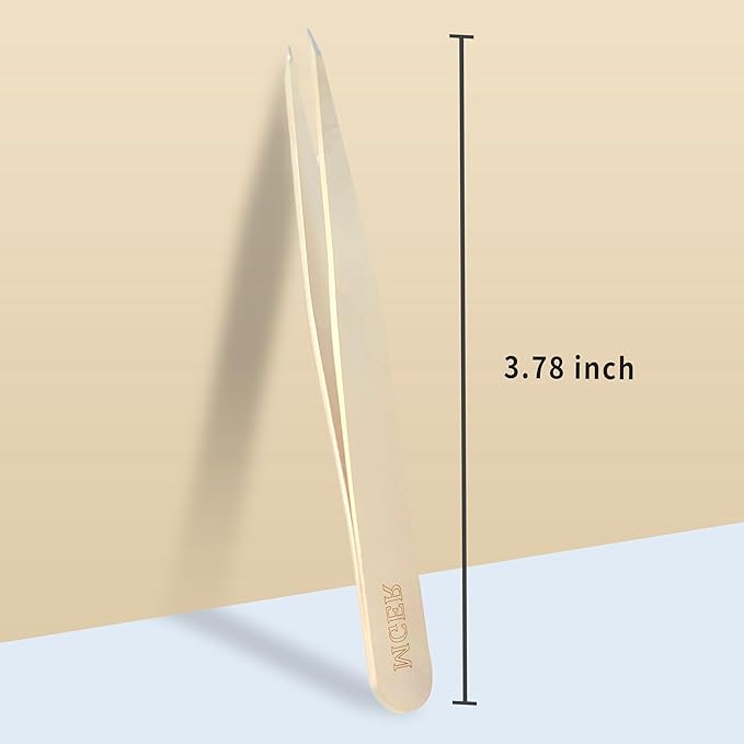 Pointed Tweezers for Women Facial Hair, Professional Stainless Steel Tweezers for Eyebrow, Chin Hair and Ingrown Hair Removal (Gold)