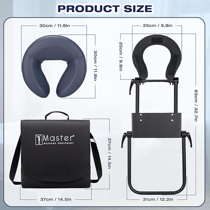 Home Massage Kit Professional, Adjustable Headrest & PU Face Cushion for Private Masseuse, Face Down Mattress Top Massage Kit Family Use