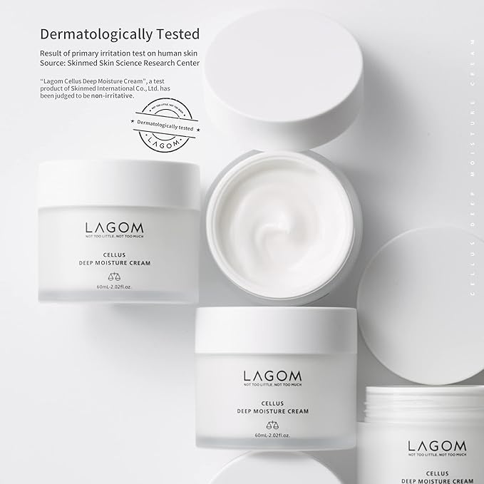 LAGOM Cellus Deep Moisture Cream Natural Moisturizer with Ceramide and D-Panthenol (B5) Snooth Hydrating Nourishing Protecting Cream 2.02 Fl Oz