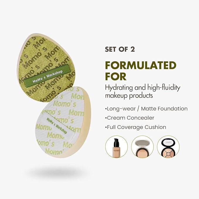 Light Green Denim Makeup Sponges,Super Soft Blenders Sponge for Full Coverage Foundation,Perfect for Oily Skin & Longwear Makeup,Travel Friendly&Reusable,2pcs Puffs &Storage Case