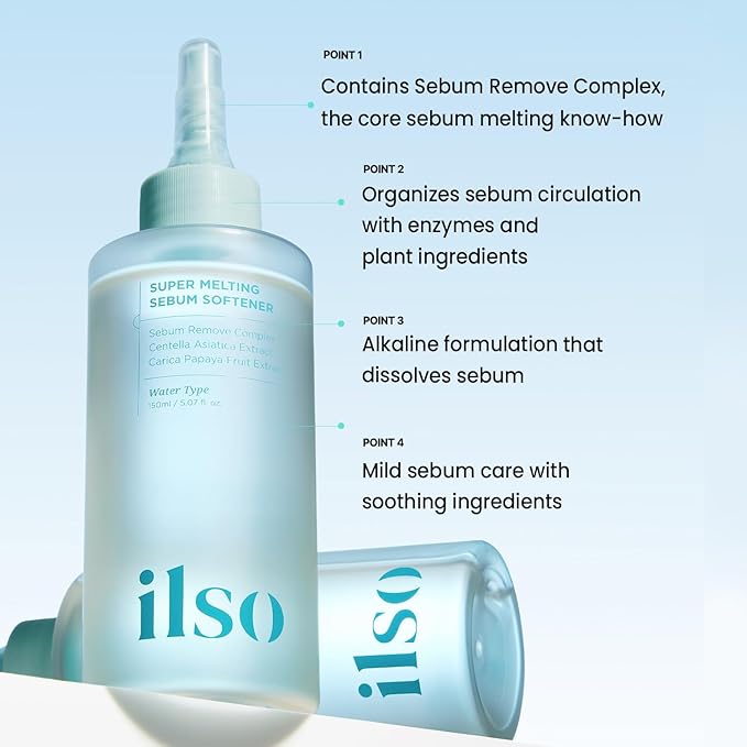 ilso Super Melting Sebum Softener, 5.29 fl oz, with 40 Skin Wrap Cotton Pads included, Pore Cleansing Solution, Blackhead Softener, Melts Away Blackheads & Sebum, Korean Skincare