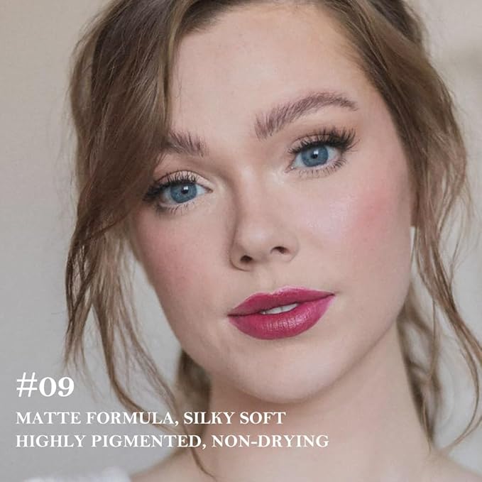 BINGBRUSH 2-in-1 Gradient Lip Liner & Lipstick Combo,Matte Longwear Waterproof Lip Pencil with Cone Tip,Smudge Proof Crayon for Flawless Ombre Contour,Women's Long Lasting Makeup Set (09#-Mauve)