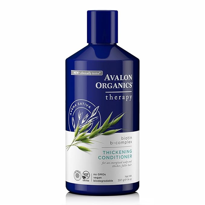 Avalon Organics Therapy Biotin B-Complex Thickening Conditioner, For an Energized Scalp and Thicker, Fuller-Looking Hair, 14 Fluid Ounces
