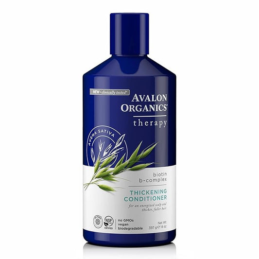 Avalon Organics Therapy Biotin B-Complex Thickening Conditioner, For an Energized Scalp and Thicker, Fuller-Looking Hair, 14 Fluid Ounces