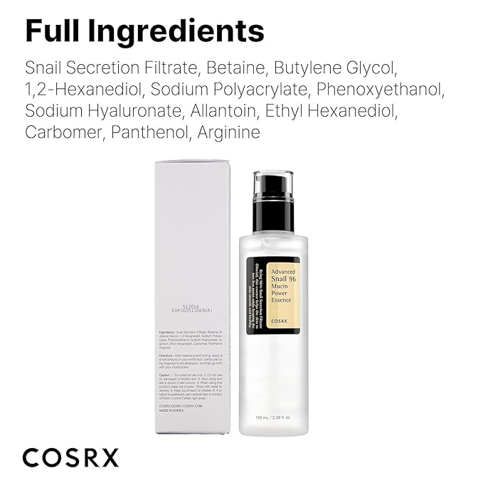 COSRX Snail Mucin Repairing Serum 100ml, Hydrating Serum for Face with Snail Secretion Filtrate for Dull Skin & Fine Lines, Korean Skin Care, Stocking Stuffers for Women