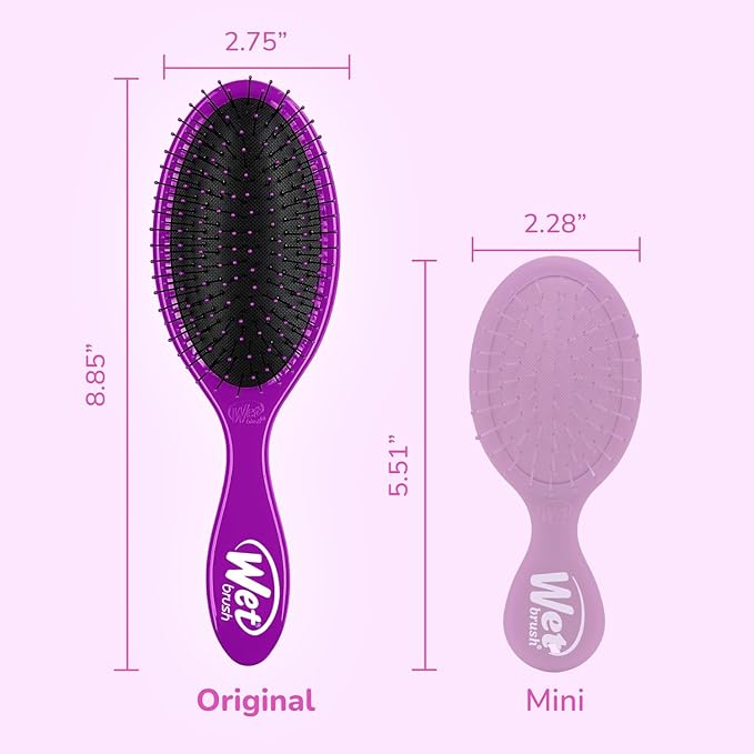 Wet Brush Original Detangling Hair Brush, Purple, Ultra-Soft IntelliFlex Bristles, Detangler Hairbrush Glides Through Tangles With Ease For All Hair Types, For Women, Men, Wet & Dry (Pack of 2)
