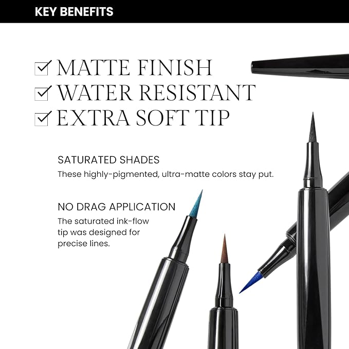 OFIR Eye Edge Liquid Eyeliner Pen | Water and Smudge Proof | Long Lasting Matte Finish, Soft Tip with Bold Pigment | Cruelty Free Formula | Black Eyeliner for Women | Sapphire - Navy | 0.04 Fl Oz