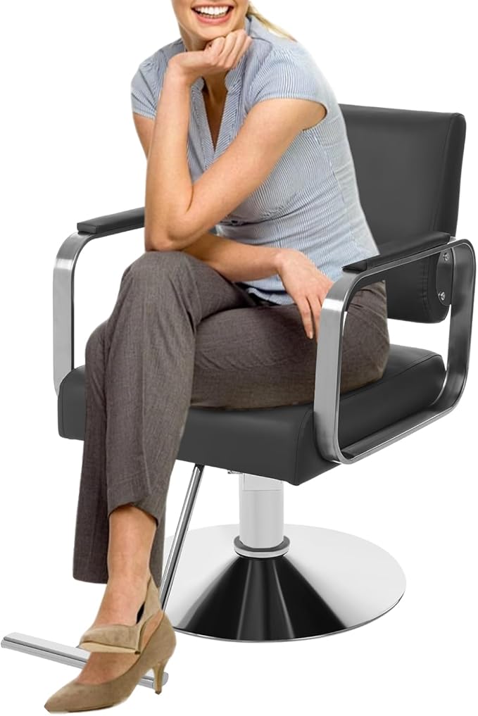 Barber Chair Salon Chair for Hair Stylist Hair Chair for Barbershop Home Height Adjustable & 360° Swivel Styling Salon Chairs Spa Beauty Salon Equipment, Max Load Weight 440Lbs