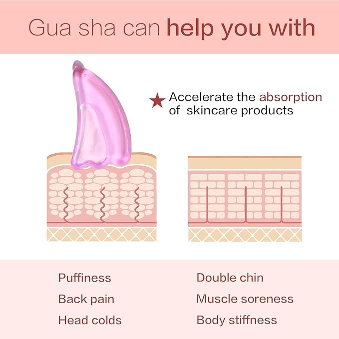 Reusable Glass guasha, hot and Cold Compress guasha for Puffiness and Redness Reducing Skin Care Routine, Self Care Gift for Men Women (Pink)