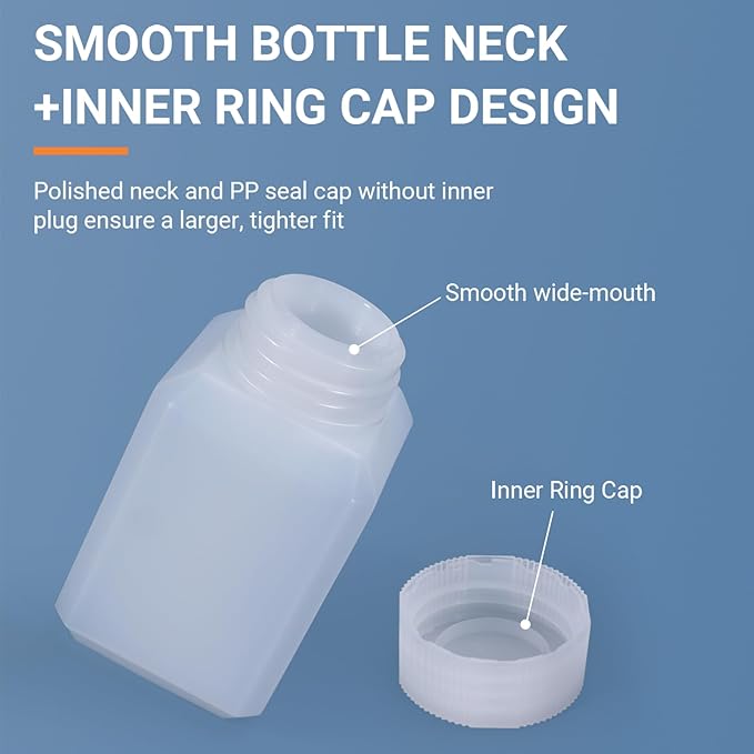 2oz/60ml Leak Proof Plastic Bottles with Caps for Liquids Sample, Reusable Small Bottles Containers for Travel, Camping and Hiking (Translucent, 10 Pcs)