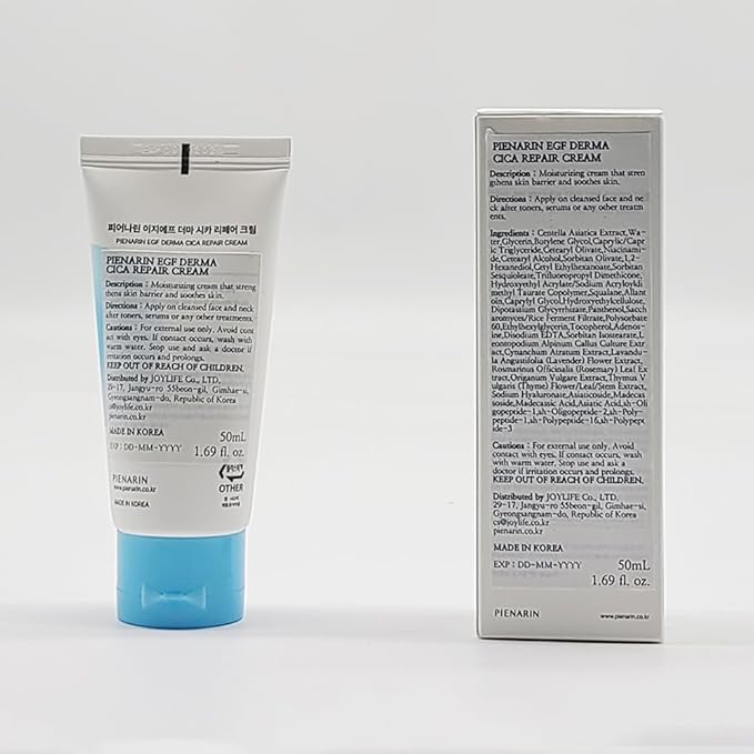PIENARIN EGF Derma Cica Repair Cream, EGF Facial Moisturizer for Sensitive Skin, Redness & Barrier Repair | Korean Facial Moisturizer for Dry, Irritated Skin (1.69oz / 50ml)