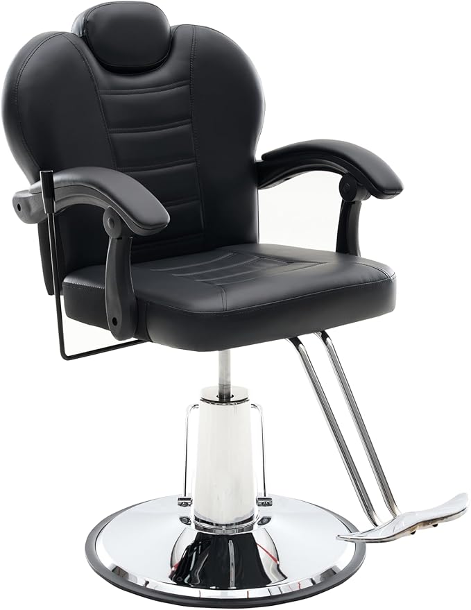 Hair Salon Chair, Styling Reclining Barber Chair,102°-140° Reclining Barber Chairs for Barbershop, Heavy Duty Hydraulic Pump 360° Swivel Salon Chair for Hair Stylist