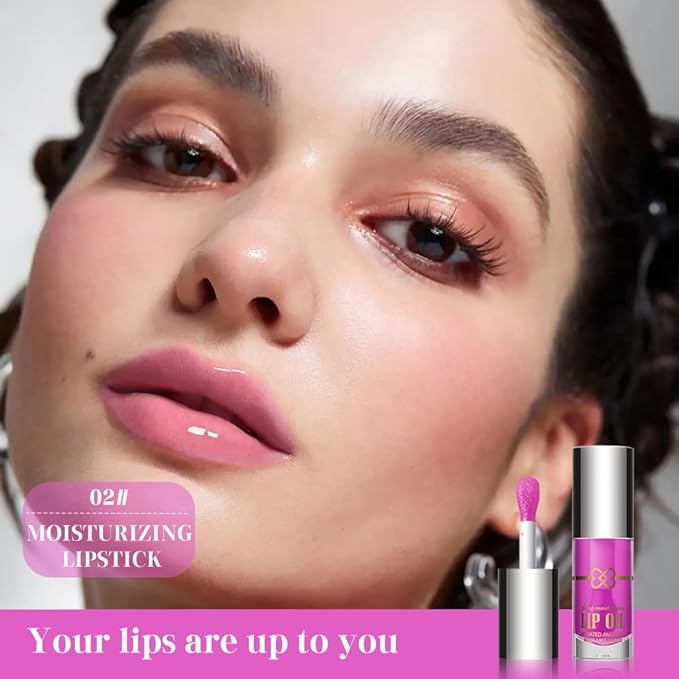 Nourishing Lip Oil, Deep Moisturizing Lip Balm Liquid, Non-Sticky High Shine Lip Gloss, Hydrating Lip Tint for Soft, Smooth, Healthy-Looking Lips, Lightweight Glossy Lip Care for Daily Use-2#