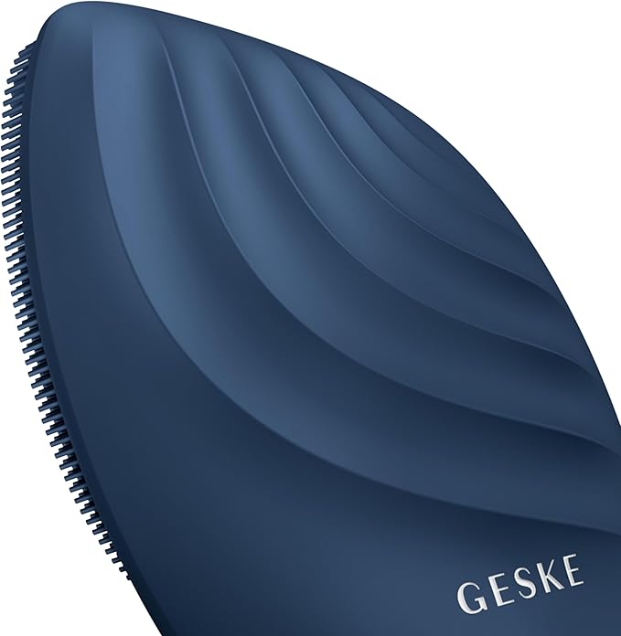 GESKE SmartAppGuided Sonic Facial Brush 5 in 1 | Vibrating Electric Cleansing Brush | Soft Silicone | Professional Cleanser | Skin Exfoliator | Face Massager