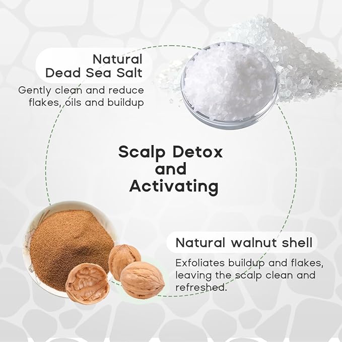 HALOVIDA Sea Salt Rosemary & Mint Scalp Scrub, Clean Silicon Oil-Free, Itchy Relief Scalp Treatment for Dandruff, Gently Exfoliator Cruelty-Free, Relieves Dryness, Promotes Hair Growth