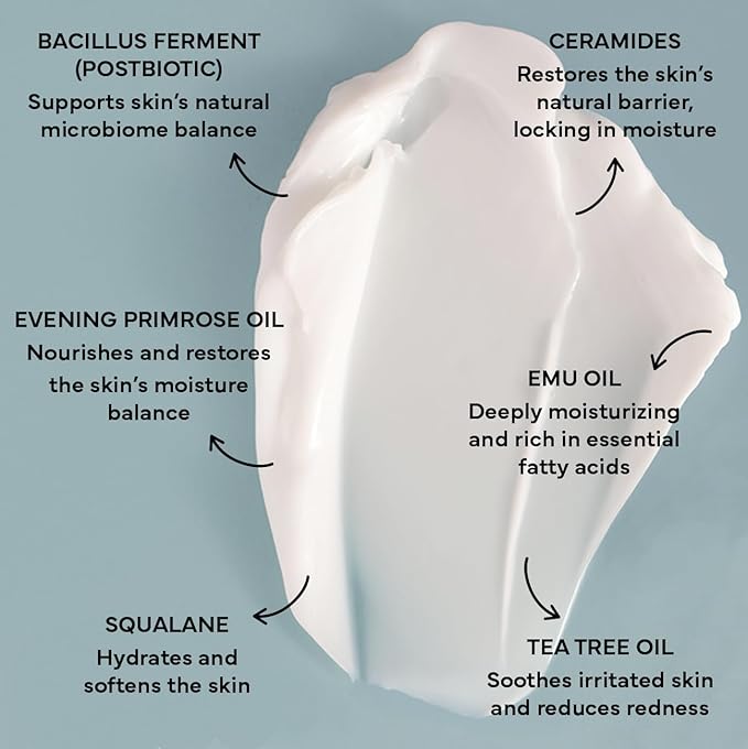 EMUAID emuaid® Barrier Repair Hydrating Face Cream, Deeply Hydrating Moisturizer for Sensitive Skin, Facial Moisturizer, Face Cream with Ceramides, Postbiotics & Antioxidants, 1.7 oz