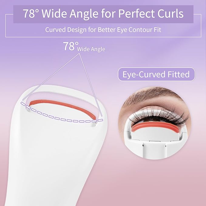 Heated Eyelash Curlers, Rechargeable Electric Eyelash Curler with Dual-Arc Design & 2 Adjustable Temperature - Safe Gentle Heated Lash Curler for Natural Curl Perfect Fit for Women BAI75