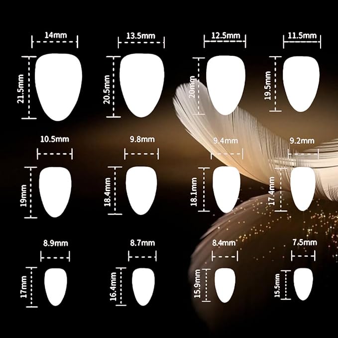 White French Tips Press on Nails 24Pcs 3D Curve Line Acrylic Full Cover Fake Nails Irregular Gel Glue on Fingernails Glossy Pink Medium Almond False Nail Curved Stick on Nail for Holiday Manicure Art