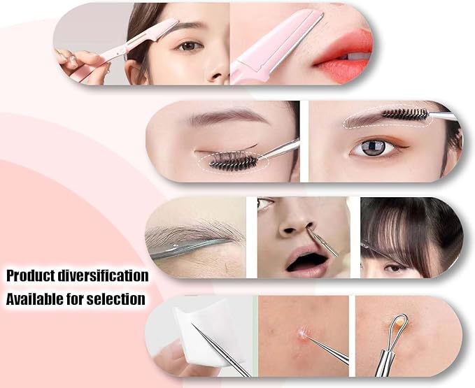 Tweezers Kit Tweezer for Women Facial Hair Removal Tweezers Professional Tweezers Set Eyebrow Tweezer, [9+1 PCS] AProfessional Stainless Steel Eyebrow for Women &Men, Pink Beauty Sets
