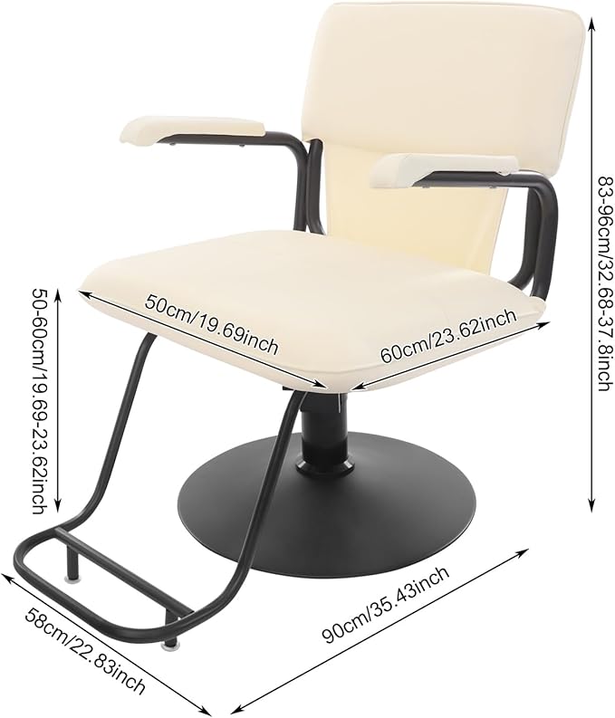 Barber Salon Chair for Hair Stylist,Hair Chair for Barbershop Home Height Adjustable & 360° Swivel Styling Salon Chairs Spa Beauty Salon Equipment, 550Lbs Capacity (White)