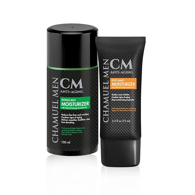 Day, Night Skincare Set for Men, Includes Anti-aging Post Shave Moisturizer + Night Moisturizer includes Retinol, The Essential Kit for Day, Night Skincare, Organic Key Ingredients