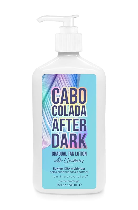 Cabo Colada After Dark DHA Moisturizer Lotion - Enchance your Tan & Tattoos -18oz, White